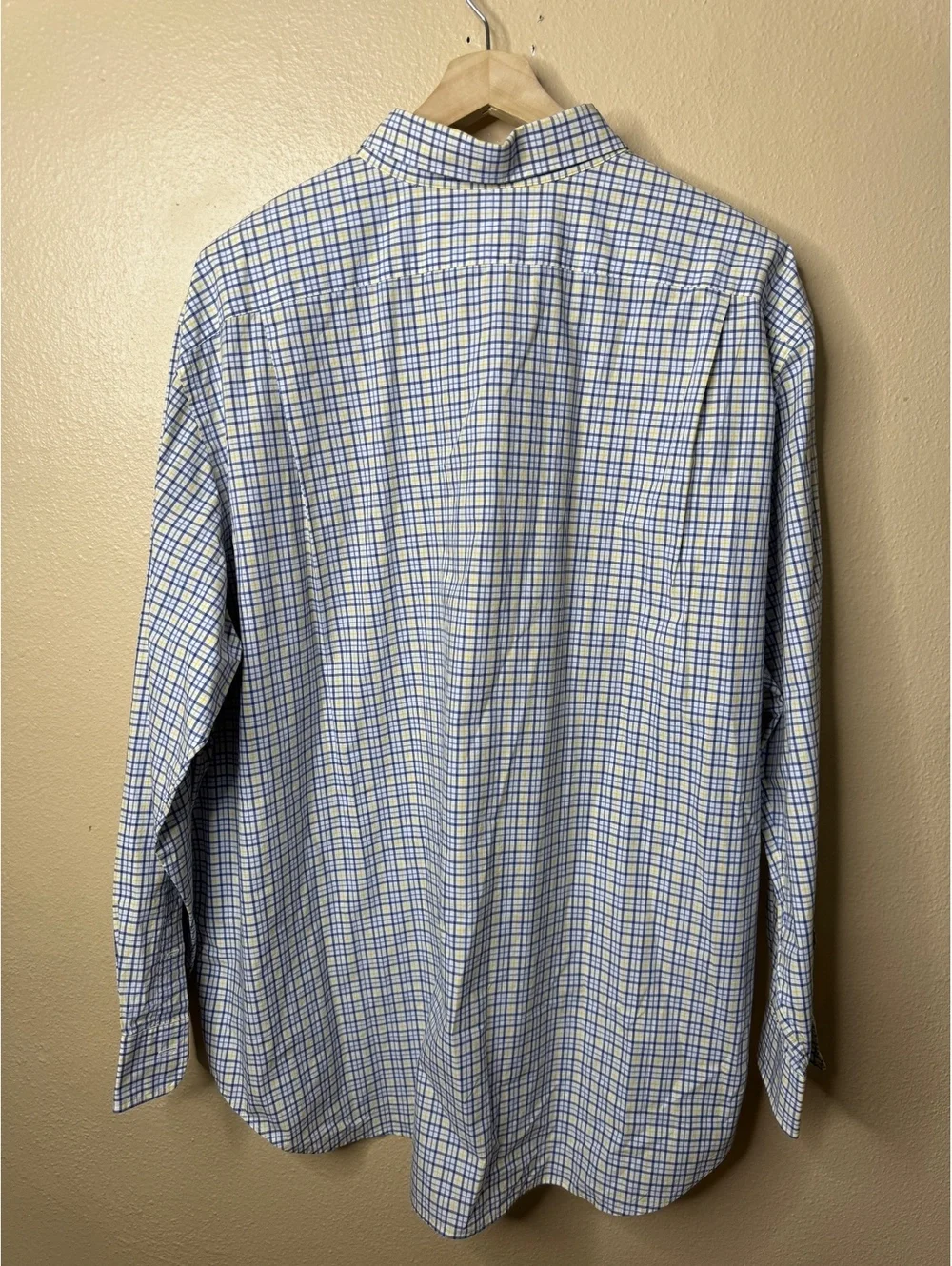 Polo Ralph Lauren Men’s 3XB Big Blue Yellow Plaid Cotton Long Sleeve Shirt